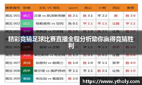 精彩竞猜足球比赛直播全程分析助你赢得竞猜胜利